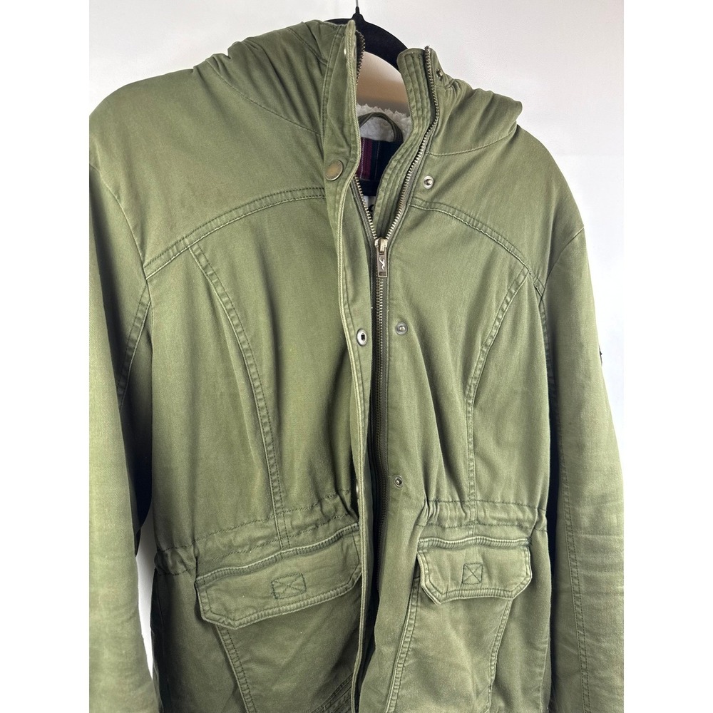 Hollister Heritage Collection Utility Jacket Olive Green Sherpa Hood Plaid XL - Picture 2 of 8